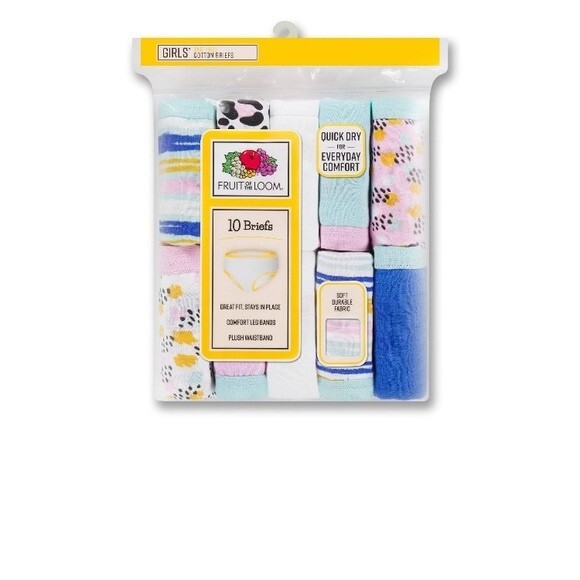 Fruit of the Loom Girls Assorted Cotton Brief Underwear, 10 Pack - Picture 2 of 6
